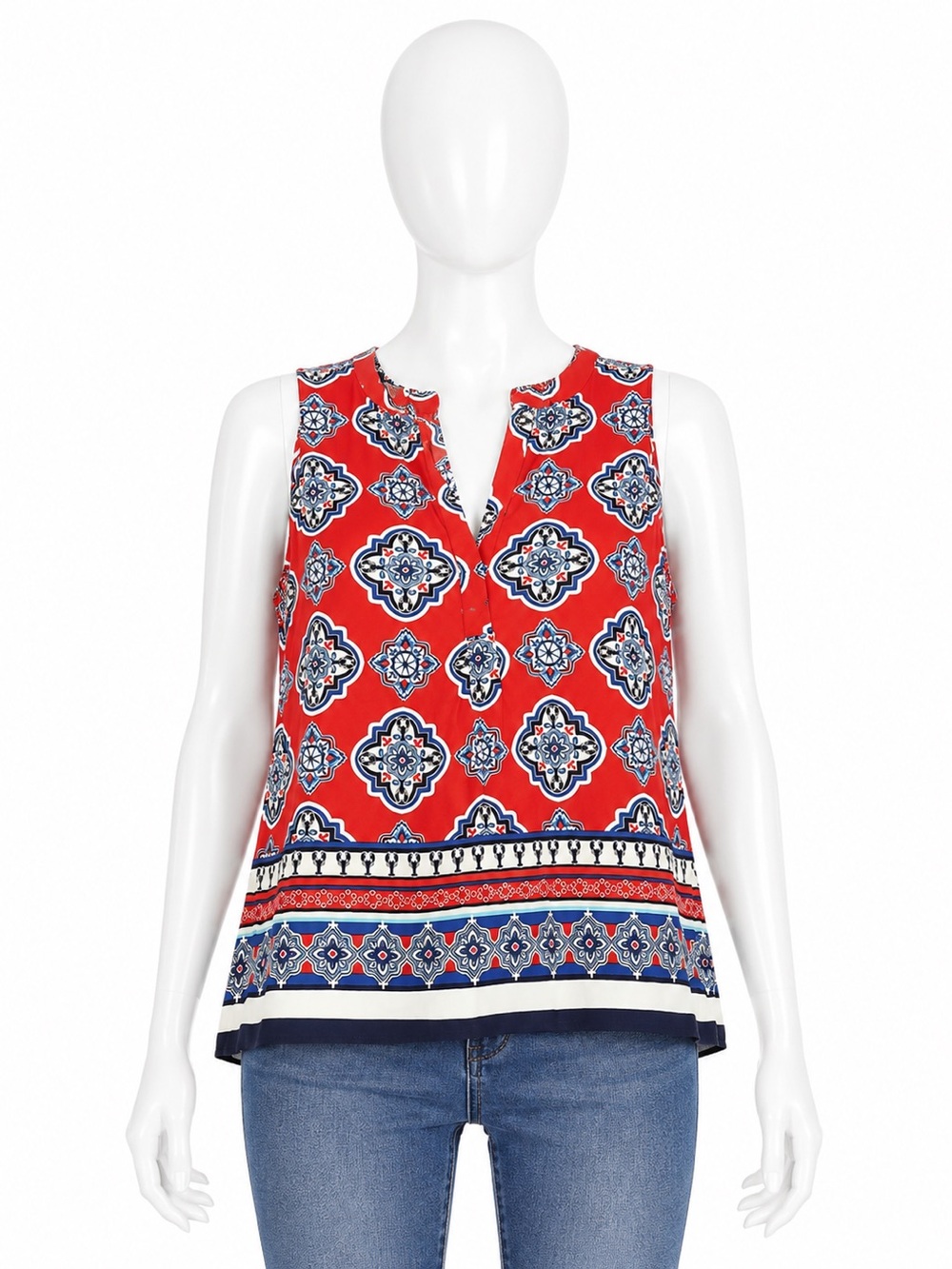 Crown & Ivy Nautical Lobster Print Sleeveless Top Blouse Size M